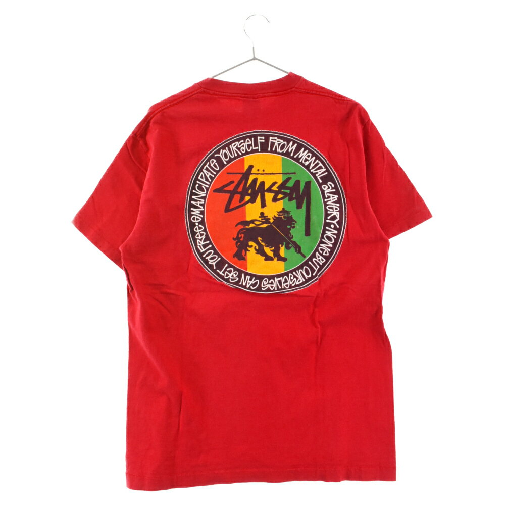 STUSSY(ステューシー) サイズ:L 80s 黒タグ USA製 ラスタプリント半袖Tシャツ レッド【中古】【程度B】【カラーレッド】【オンライン限定商品】