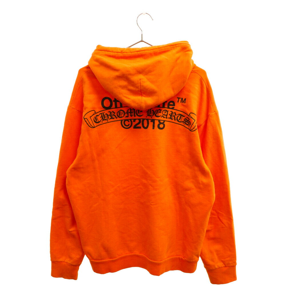 CHROME HEARTS(クロムハーツ) サイズ:XL ×OFF-WHITE HD PLVR V OFF WHITE オフホワイト ロゴバックプリントプルオーバーパーカー オレンジ【中古】【程度B】【カラーオレンジ】【取扱店舗原宿】 1