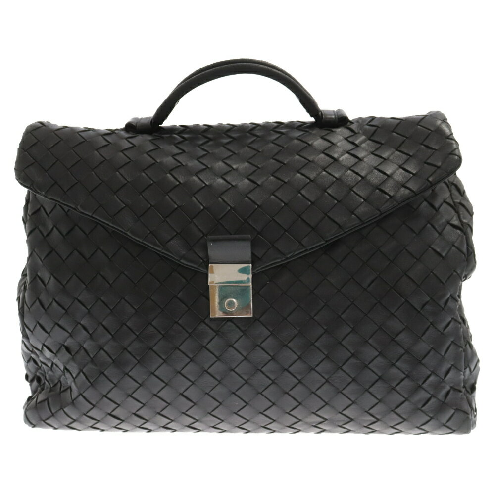 BOTTEGA VENETA(ボッテガヴェネタ) イントレチャート レザー ブリーフケース バッグ ブラック 630239【中古】【程度B】【カラーブラッ..