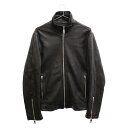 DOLCE & GABBANA(ドルチェアンドガッバーナ) サイズ:46 LAMB LEATHER JACKET G9LL5L サイドスリットラムレザージャケット ブラック【中古】【程度A】【カラーブラック】【オンライン限定商品】