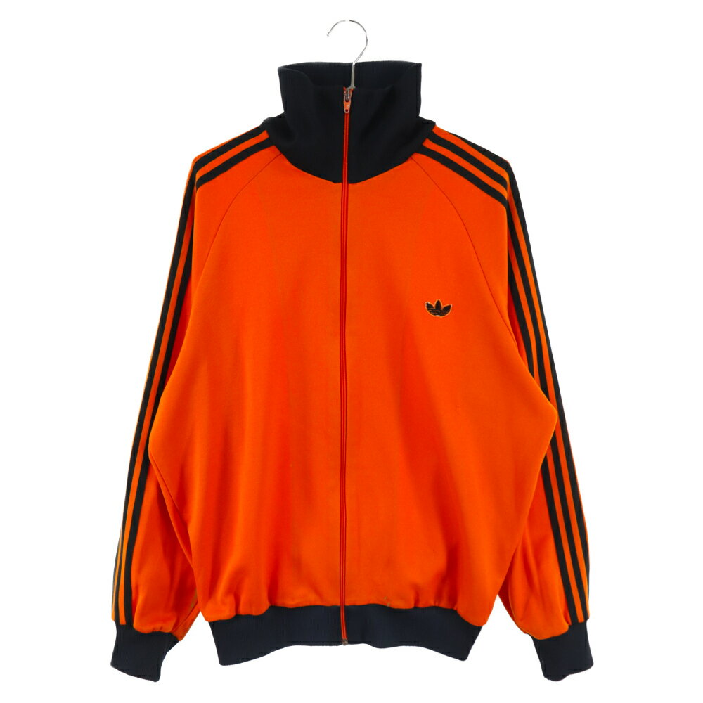 adidas(アディダス) サイズ:4 80 039 s VINTAGE ヴィンテージ デサント製 トレフォイル トラックジャケット 三本線 オレンジxブラック ジャージ【中古】【程度B】【カラーオレンジ】【取扱店舗AWESOME原宿店】