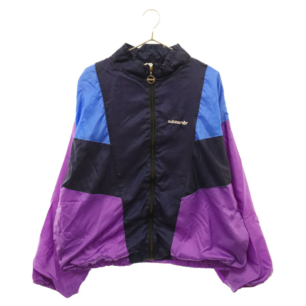 adidas(アディダス) サイズ:XL 80S VINTAGE ヴィンテージ トレフォイルロゴ ナイロントラックジャケット ジャージ パープル/ブルー