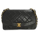 CHANEL(シャネル) マトラッセ ダイアナフラップ チェーンショルダー 25 シングルフラップ ショルダーバッグ ブラック【中古】【程度B】【カラーブラック】【取扱店舗BRING梅田茶屋町店】