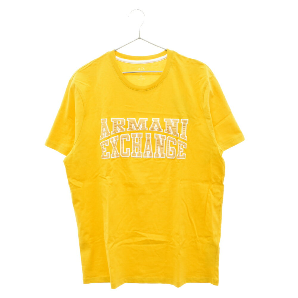 AX ARMANI EXCHANGE(アルマーニ エクスチェンジ) サイズ:L ロゴワッペン クルーネック半袖Tシャツ 6GZTAZ イエロー【新古品/中古】【程度S】【カラーイエロー】【オンライン限定商品】