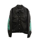 CHROME HEARTS(クロムハーツ) サイズ:XXL FLORAL CROSS フローラルクロス レザージャケット ブラック/グリーン【中古】【程度A】【カラーブラック】【取扱店舗渋谷】