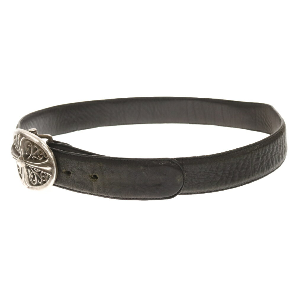 CHROME HEARTS(クロムハーツ) サイズ:30 OVAL CROSS STRAP1.5/1.5クラシックオーバルクロスバックル レザーベルト ブラック/シルバー 30inch【中古】【程度B】【カラーブラック】【取扱店舗名古屋】