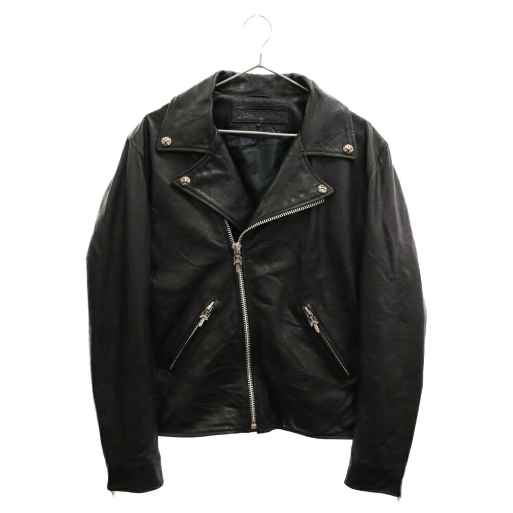 CHROME HEARTS(クロムハーツ) サイズ:S BASIC MOTO/ベーシックモト ダガージップダブルライダースレザージャケット S ブラック【中古】【程度B】【カラーブラック】【取扱店舗OneStyle新宿店】