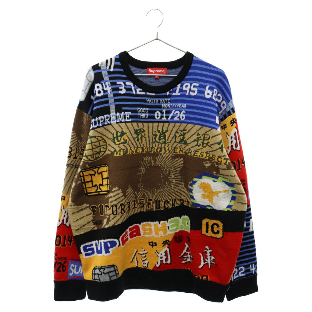 SUPREME(シュプリーム) サイズ:XL 22SS Credit Cards Sweater クレジットカード セーター 総柄 クルーネックニット ニットセーター マルチカラー【中古】【程度A】【カラーマルチカラー】【取扱店舗BRING梅田茶屋町店】