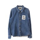 RAF SIMONS(ラフシモンズ) サイズ:XS DENIM SHIRT RSレザーパッチ デニム長袖シャツ インディゴ【中古】【程度B】【カラーブルー】【取扱店舗BRING渋谷ANNEX店】