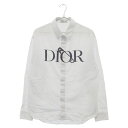 DIOR(ディオール) サイズ:39 20AW×Judy Blame ジュディブレイム フロント ロゴプリント ストライプ 長袖シャツ ライトブルー 043C597C5011【中古】【程度A】【カラーブルー】【取扱店舗新宿】