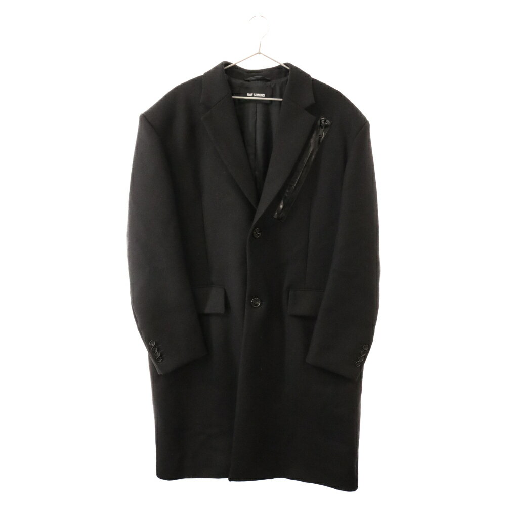 RAF SIMONS(ラフシモンズ) サイズ:44 19SS BLACK & BLUE CLASSIC BIG COAT WITH ZIPPERS クラシックビッグロングコート ブルースカーフウィズジッパー ブラック 191-655【中古】【程度B】【カラーブラック】【オンライン限定商品】