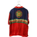 GUCCI(グッチ) サイズ:50 19SS Multicolor Logo シルクサテン バックプリント 半袖ボーリングシャツ レッド 568302