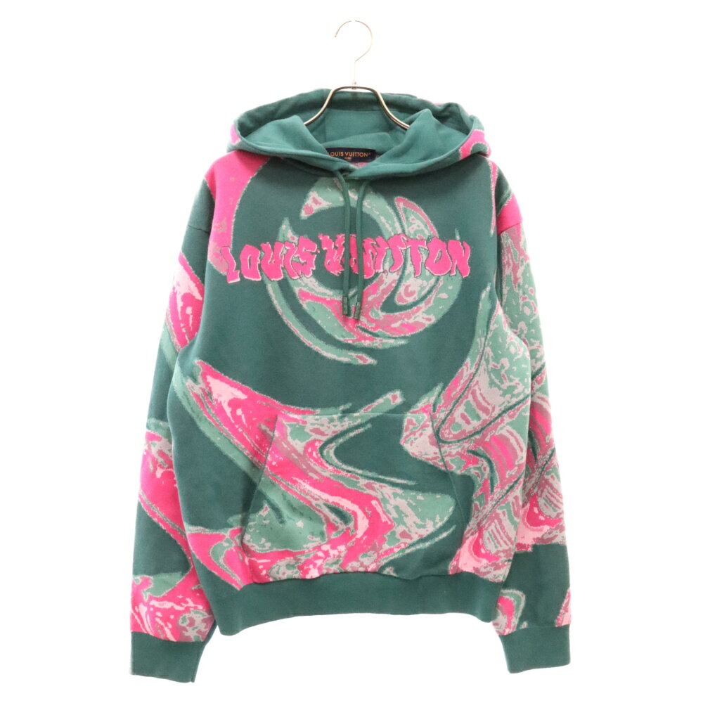 LOUIS VUITTON(ルイヴィトン) サイズ:S 23AW Graphic Cotton Hoodie 1ABJ31 グラフィックデザイン コットンフーディー プルオーバーパーカー グリーン/ピンク【中古】【程度A】【カラーグリーン】【取扱店舗BRING心斎橋店】 1