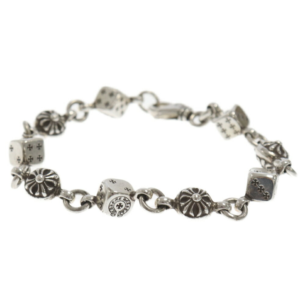 CHROME HEARTS(クロムハーツ) サイズ:9LINK Dice And Crossball Bracelet/ダイス クロスボール シルバーブレスレット 9LINK【中古】【程度A】【カラーシルバー】【取扱店舗OneStyle新宿店】