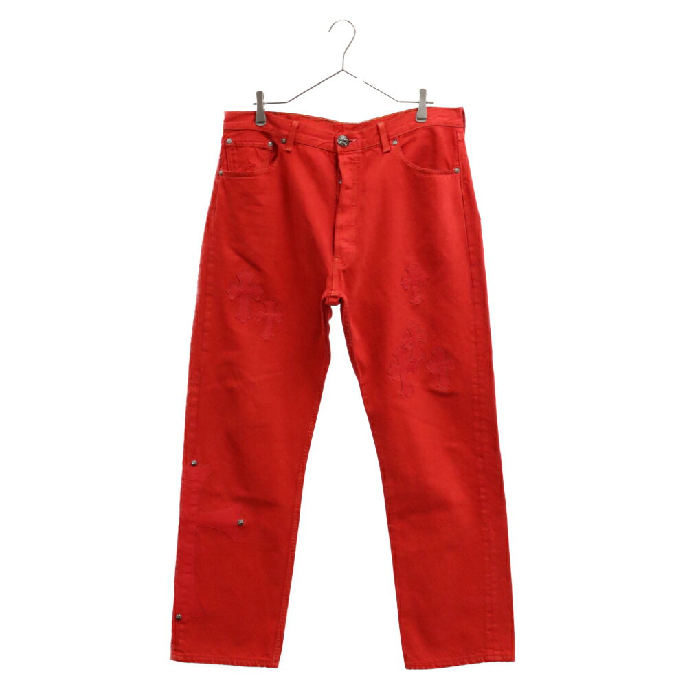 CHROME HEARTS(クロムハーツ) サイズ:36 ×LEVI'S リーバイス U VNTG JEAN RED TAB クロスパッチ付きデニムパンツ レッド/シルバー【中古】【程度B】【カラーレッド】【取扱店舗渋谷】