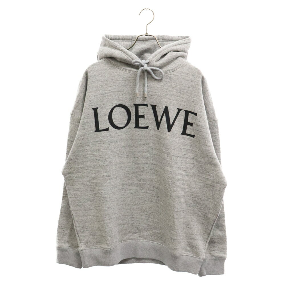 LOEWE(ロエベ) サイズ:L 23AW OVERSIZE FRONT PRINT LOGO PULLOVER HOODIE オーバーサイズフロントプリントロゴプルオーバーフーディ パーカー グレー H526Y25X36【中古】【程度A】【カラーグレー】【取扱店舗新宿】