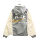 NIKE(ナイキ) サイズ:2XL NSW HOODIE BRS ナイロン切替 プルオーバーパーカー グレー/アイボリー DD5700-063【新古品/中古】【程度S】【カラーグレー】【オンライン限定商品】