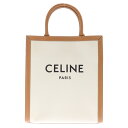 CELINE(セリーヌ) サイズ:スモール バーティカルカバ トートバッグ キャンバス レザー ホワイト/ブラウン 192082BNZ 02NT【中古】【程度B】【カラーホワイト】【取扱店舗名古屋】