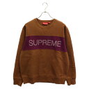 SUPREME(シュプリーム) サイズ:M 17AW Zig Zag Stitch Panel Crewneck ジグザグステッチパネルロゴスウェットトレーナー ブラウン【中古】【程度B】【カラーブラウン】【取扱店舗渋谷】