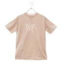 DIOR(ディオール) サイズ:XS 20AW×Shawn Stussy Front Logo Tee ショーン ステューシー フロントロゴプリント クルーネック 半袖Tシャツ 033J625E0554 ピンク【中古】【程度B】【カラーピンク】【取扱店舗BRING梅田茶屋町店】