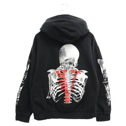 VLONE(ヴィーロン) サイズ:S 21AW×Never Broke Again Bones Hoodie ロゴプリントプルオーバーパーカー LS16001 P15979 ブラック【中古】【程度B】【カラーブラック】【取扱店舗BRING福岡天神店】