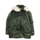 ALPHA INDUSTRIES(アルファ インダストリーズ) サイズ:S ファー付き ナイロン フライト ジャケット カーキ 1615-573-8335【中古】【程度B】【カラーグリーン】【オンライン限定商品】