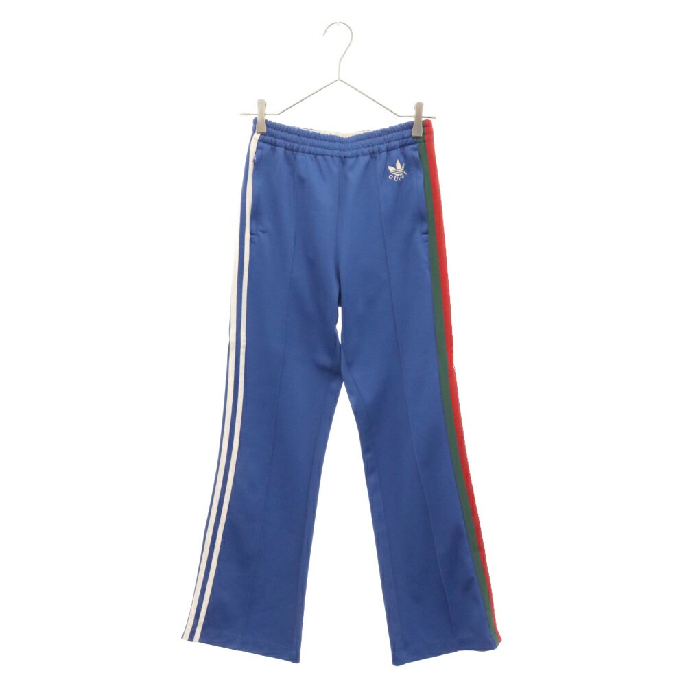 GUCCI(グッチ) サイズ:XS ×adidas Flared Track Bottoms Cobalt Blue×アディダス サイドライン フレアトラックパンツ ブルー 696270 XJEGU【中古】【程度A】【カラーブルー】【取扱店舗渋谷】