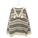 CELINE(セリーヌ) サイズ:L 21AW Baja fair isle Shetland wool hoodie 2A80R1070 バハ フェアアイルシェトランドウール ニットフーディー アイボリー【中古】【程度A】【カラーホワイト】【取扱店舗新宿】