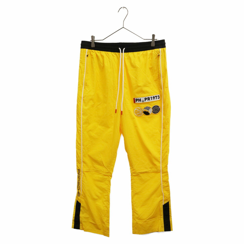 PUMA(プーマ) サイズ:L ×PORSCHE Basketball Woven Pants 626007-01 ポルシェ バスケットボールウーブンパンツ 裾ボタン ナイロンパンツ イエロー【中古】【程度A】【カラーイエロー】【取扱店舗BRING THRIFT CLOSET】