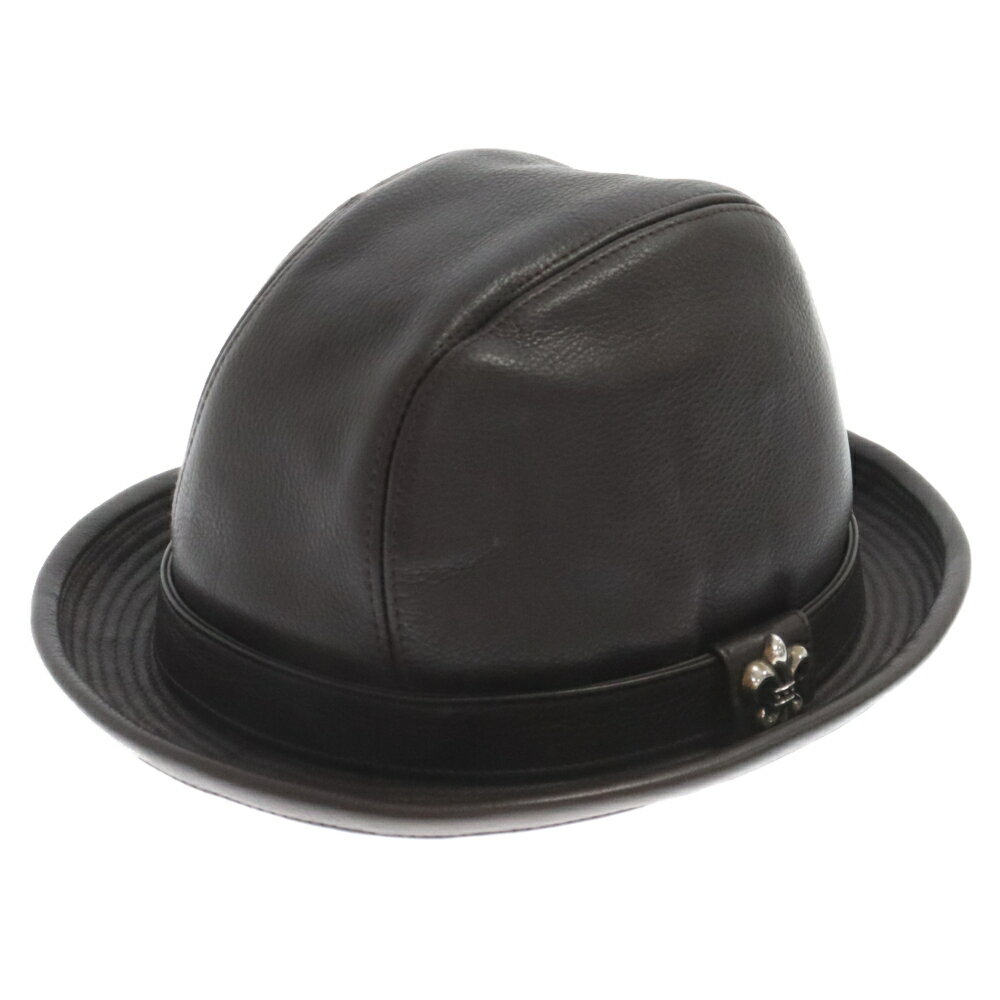 CHROME HEARTS(クロムハーツ) サイズ:S FEDORA/フェドラ ガンスリンガーBSフレアレザーハット ブラウン【中古】【程度B】【カラーブラウン】【取扱店舗BRING京都河原町店】