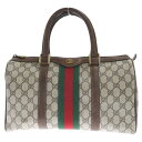 GUCCI(グッチ) GGロゴ 総柄 ミニボストンバッグ ブラウン 012 3842 58【中古】【程度B】【カラーブラウン】【オンライン限定商品】