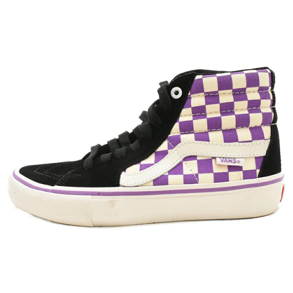 VANS(ヴァンズ) サイズ:US5.5/23.5cm PRO SK8 HI 721454 スケートハイプロ チェッカーフラッグ ハイカットスニーカー パープル US5.5/23.5cm【中古】【程度B】【カラーパープル】【オンライン限定商品】