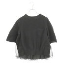 Sacai(サカイ) サイズ:1 20SS Fabric Combo Knit シフォン ツイル ニット切替 バックプリーツ 半袖Tシャツ カットソー ブラック レディース 20-04905【中古】【程度B】【カラーブラック】【オンライン限定商品】