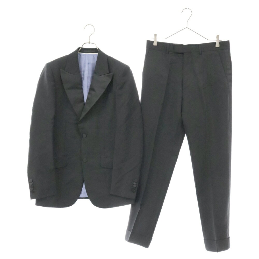 GUCCI(グッチ) サイズ:7-46R FITTED MOHAIR WOOL TUXEDO PANTS フィッテッドモヘアウールタキシード ジャケットパンツ セットアップスーツ ブラック 575453【中古】【程度A】【カラーブラック】【オンライン限定商品】