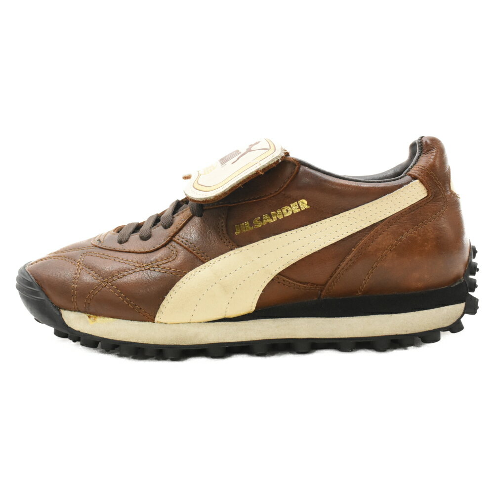 JIL SANDER(ジルサンダー) サイズ:US5 1/2 観賞用×PUMA プーマ レザー ローカット スニーカー ブラウン US5 1/2【中古】【程度C】【カラーブラウン】【オンライン限定商品】