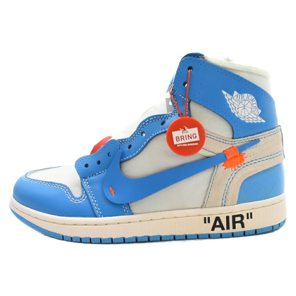 NIKE(ナイキ) サイズ:25.0cm ×OFF-WHITE AIR JORDAN 1 POWDER BLUE UNC AQ0818-148 オフホワイト エアジョーダン1 ブルー/ホワイト ハイカットスニーカー US7/25cm【新古品/中古】【程度S】【カラーブルー】【取扱店舗原宿】