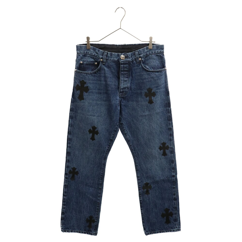 CHROME HEARTS(クロムハーツ) サイズ:34.0inch DENIM CROSS PATCH 5POCKET クロスパッチ デニムパンツ5ポケット インディゴ/ブラック【中古】【程度B】【カラーブルー】【取扱店舗OneStyle新宿店】