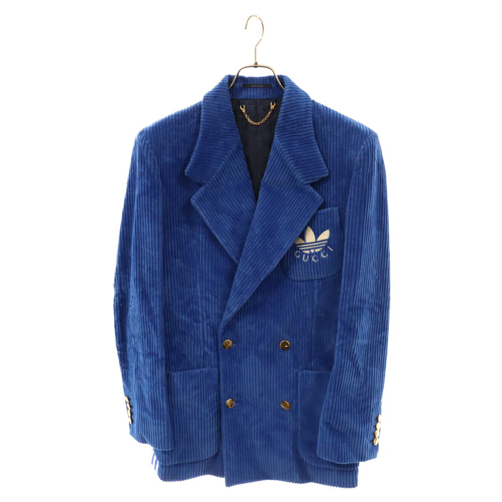 GUCCI(グッチ) サイズ:44 22AW×adidas Velvet Formal Jacket 715570 ZAKQJ ヴェルヴェット フォーマル テーラードジャケット ブルー【新古品/中古】【程度S】【カラーブルー】【取扱店舗BRING札幌店】