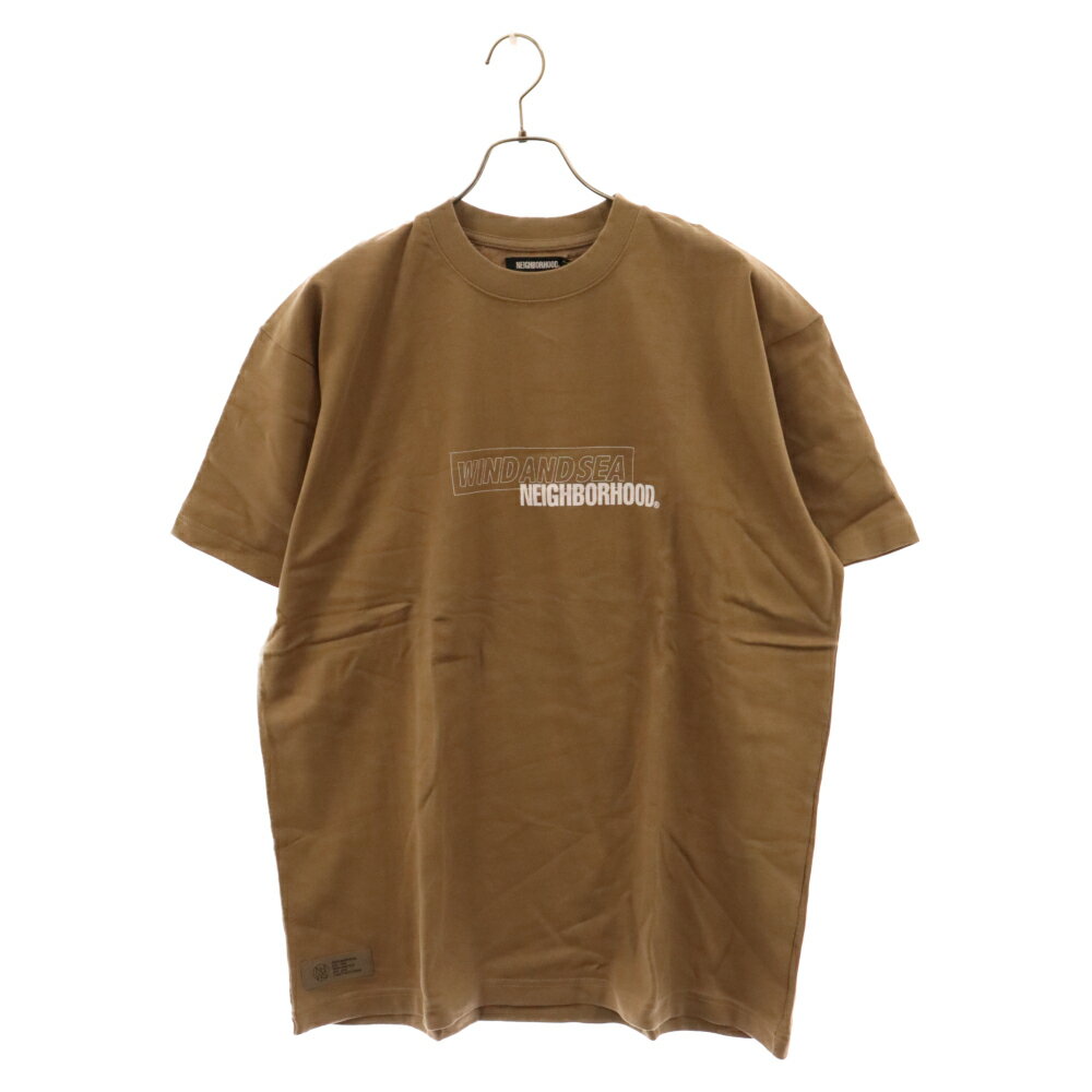 WIND AND SEA(ウィンダンシー) サイズ:XL 22SS×NEIGHBORHOOD C-TEE.SS ネイバーフッド ロゴプリント クルーネック カットソー 半袖Tシャツ ブラウン 221FRWSN-STM01S【中古】【程度B】【カラーブラウン】【取扱店舗BRING THRIFT CLOSET】 1