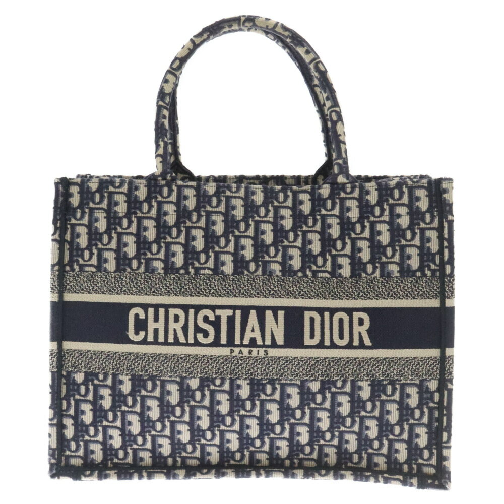 Christian Dior(クリスチャンディオール) サイズ:ミディアム BOOK TOTE MEDIUM ブックトート オブリークハンドバッグ ネイビー【中古】【程度B】【カラーネイビー】【取扱店舗BRING札幌店】