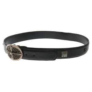 CHROME HEARTS(クロムハーツ) サイズ:36.0inch OVAL CROSS STRAP1.5/1.5クラシックオーバルクロスバックル ピラミッドスタッズベルト 36INCH【中古】【程度B】【カラーシルバー】【取扱店舗OneStyle原宿店】