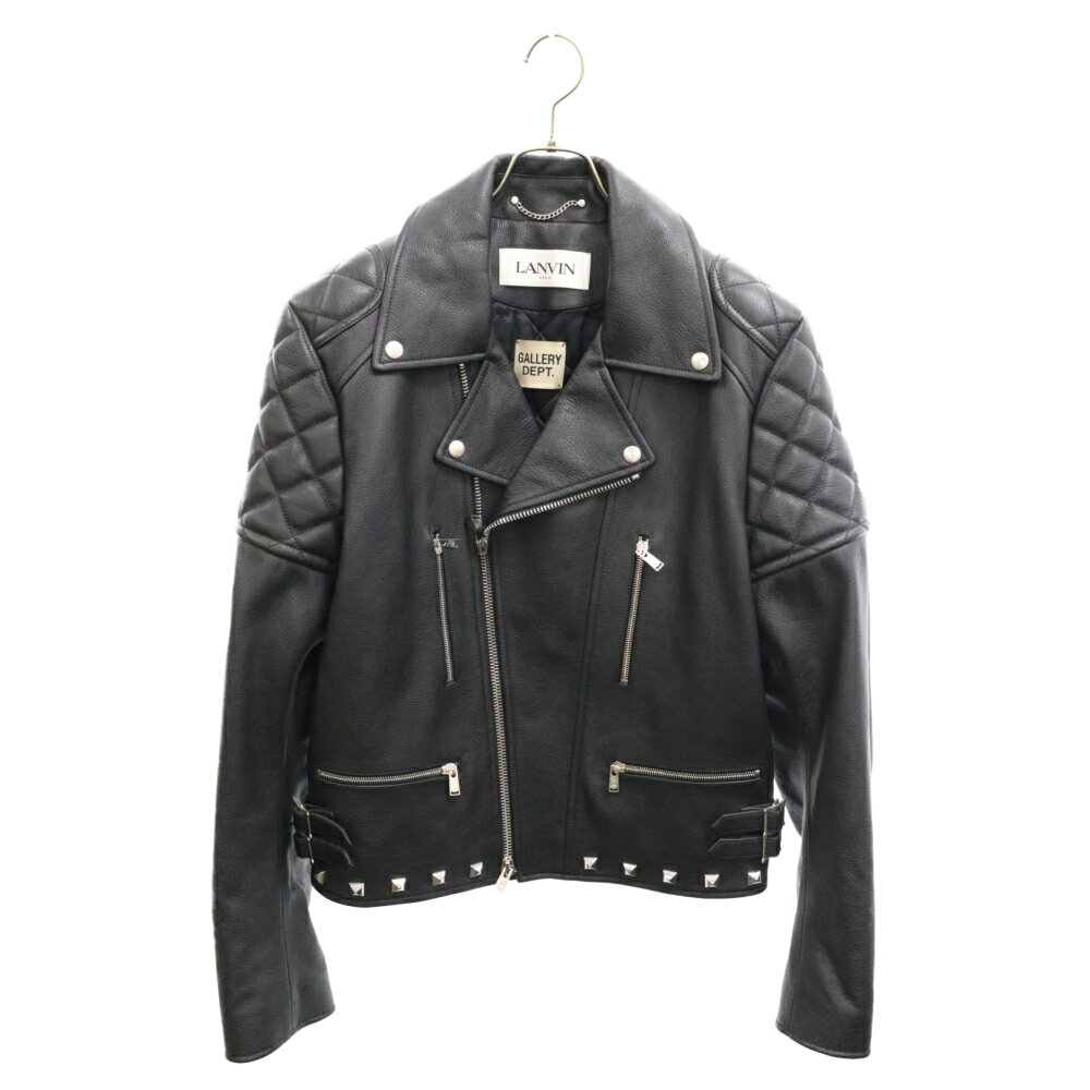 GALLERY DEPT. ギャラリーデプト サイズ:50 LANVIN Perfecto Leather Jacket ランバン スタッズ パッチ加工 ダブルライダースジャケット ブラック JA0062 10 L014【新古品/中古】【程度S】【カ…