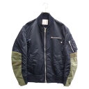 Sacai(サカイ) サイズ:2 21SS NYLON TWILL JACKET MA-1 ナイロン ツイル ジャケット 21-02523M ブラック【中古】【程度B】【カラーブラック】【取扱店舗BRING京都河原町店】