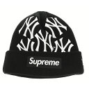 SUPREME(シュプリーム) 21AW×NEW ERA New York Yankees Box Logo Beanie ニューエラ ニューヨークヤンキース ボックスロゴ ビーニー ニットキャップ 帽子 ブラック【中古】【程度A】【カラーブラック】【取扱店舗BRING THRIFT CLOSET】