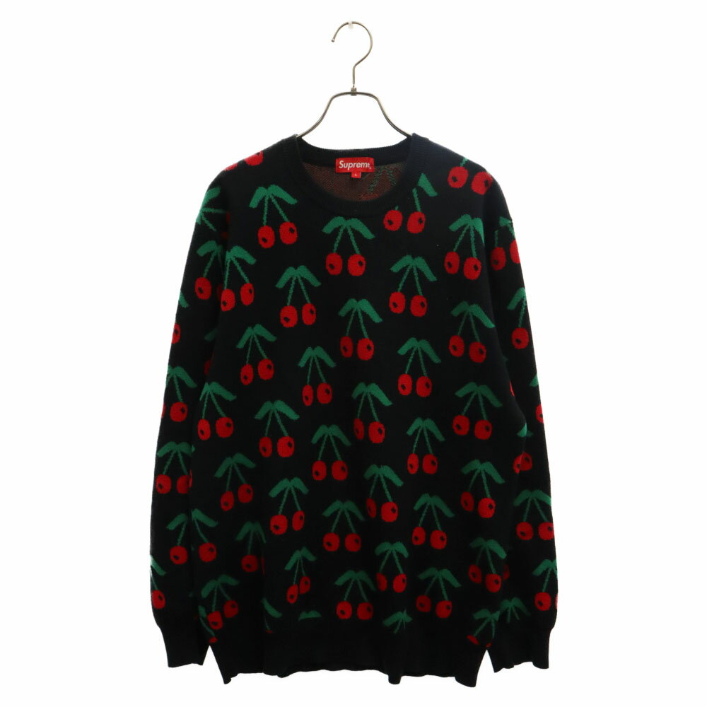 SUPREME(シュプリーム) サイズ:L 14AW Cherries Sweater チェリーニットセーター ブラック/レッド【中古】【程度A】【カラーブラック】【取扱店舗原宿】