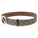 GUCCI(グッチ) サイズ:85・34 GGスプリーム インターロッキングG ベルト ベージュ 411924【中古】【程度B】【カラーベージュ】【オンライン限定商品】