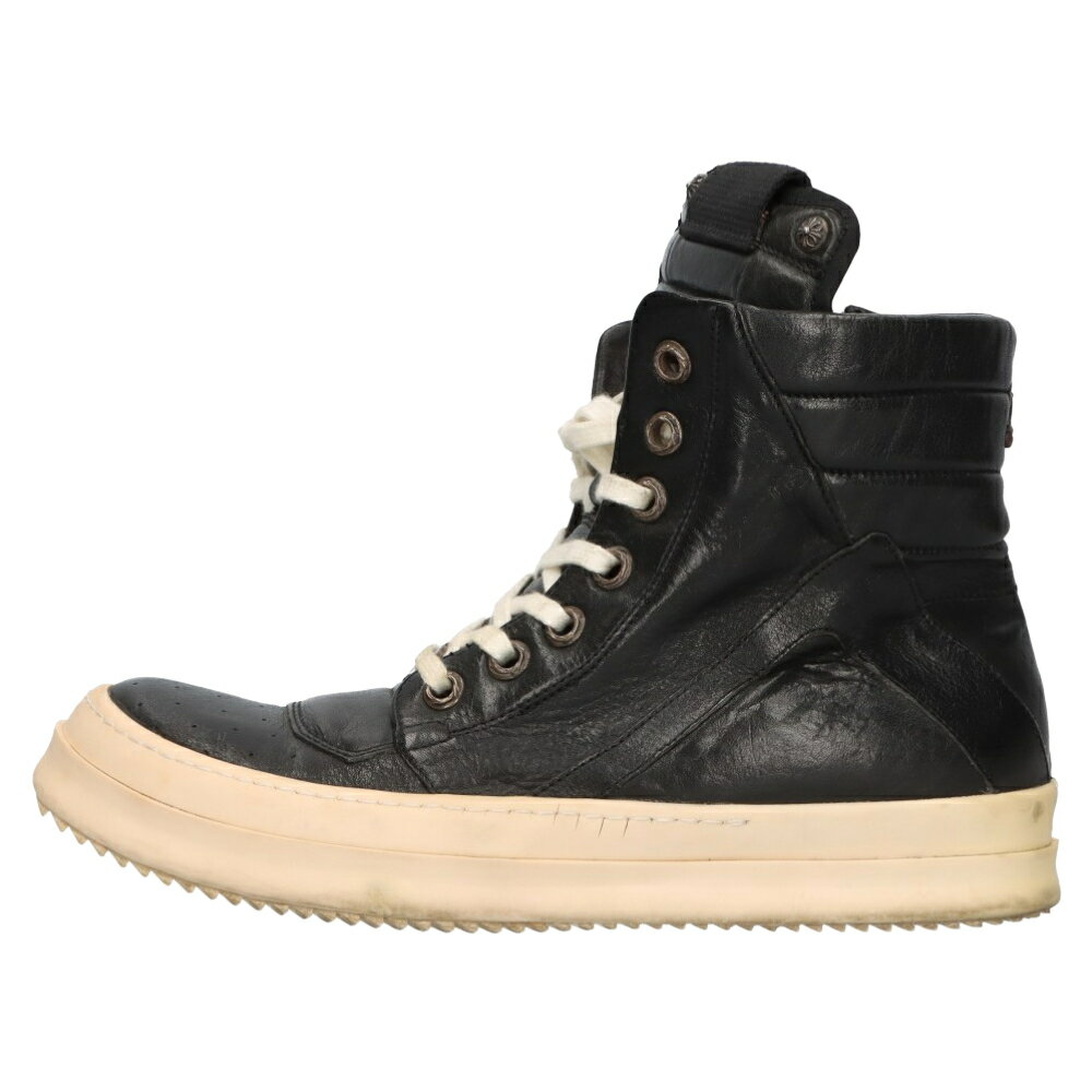 CHROME HEARTS(クロムハーツ) サイズ:43 ×Rick Owens GEOBASKET ジオバスケット CHクロス装飾レザーハイカットスニーカー ブラック/ホワイト【中古】【程度B】【カラーブラック】【取扱店舗原宿】