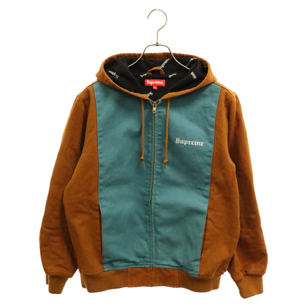 SUPREME(シュプリーム) サイズ:S 17SS 2-Tone Hooded Work Jacket 2トーンフーデッドワークジャケット パーカーブラウン/ブルー【中古】【程度B】【カラーブラウン】【取扱店舗原宿】