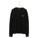 PRADA(プラダ) サイズ:48 23AW Crew Neck Pullovers Cashmere Long Sleeves Plain Logo Luxury フロントロゴ カシミヤ クルーネックニット セーター ブラック UMB424 S222 11LM【中古】【程度B】【カラーブラック】【取扱店舗名古屋】