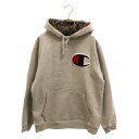 SUPREME(シュプリーム) サイズ:L 13AW×Champion Pullover Foodie チャンピオン ロゴ 裏地ペイズリー スウェット プルオーバーパーカー グレー【中古】【程度B】【カラーグレー】【取扱店舗BRING仙台店】